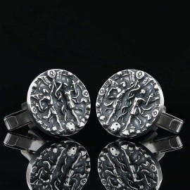 925 Sterling Silver Round Gemini Cufflink