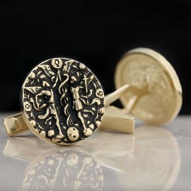 925 Sterling Silver Round Gemini Cufflink
