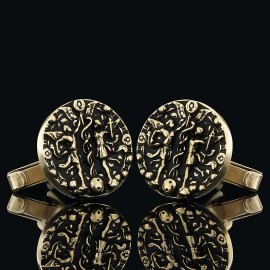925 Sterling Silver Round Gemini Cufflink