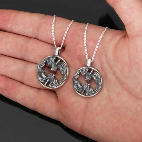 Gemini Pendant, Sterling Silver Gemini Necklace, Handmade Gemini Jewelry, Horoscope Gemini Necklace