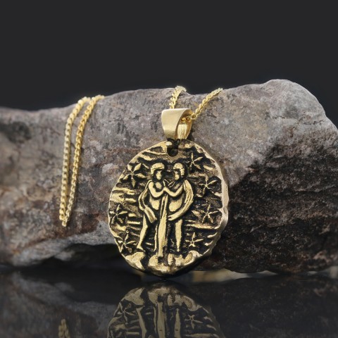 Gemini Pendant, Zodiac Necklace, Sterling Silver Pendant, Gold Plated Pendant, Astrology Jewelry, Gemini Sign Jewelry