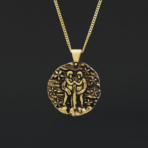 Gemini Pendant, Zodiac Necklace, Sterling Silver Pendant, Gold Plated Pendant, Astrology Jewelry, Gemini Sign Jewelry