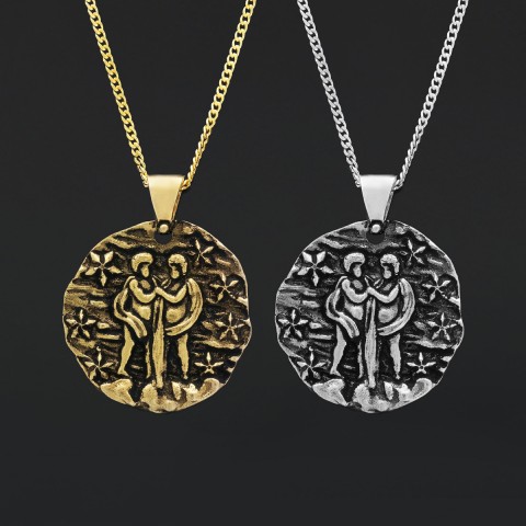 Gemini Pendant, Zodiac Necklace, Sterling Silver Pendant, Gold Plated Pendant, Astrology Jewelry, Gemini Sign Jewelry