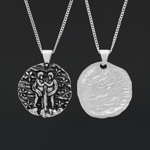 Gemini Pendant, Zodiac Necklace, Sterling Silver Pendant, Gold Plated Pendant, Astrology Jewelry, Gemini Sign Jewelry
