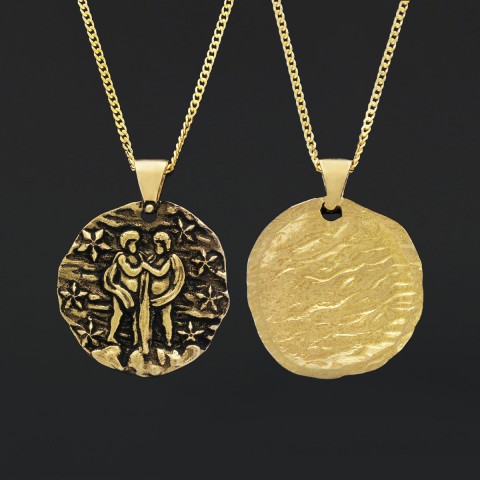 Gemini Pendant, Zodiac Necklace, Sterling Silver Pendant, Gold Plated Pendant, Astrology Jewelry, Gemini Sign Jewelry