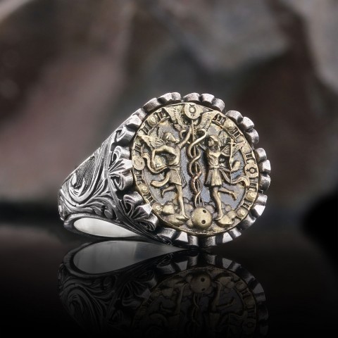 Gemini Sign Ring, 925 Sterling Silver Gemini Sign Ring