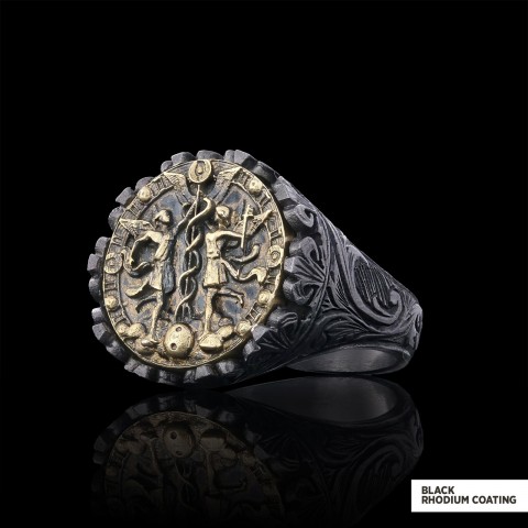 Gemini Sign Ring, 925 Sterling Silver Gemini Sign Ring