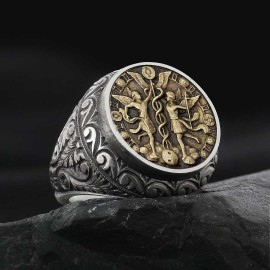 Gemini Zodiac Silver Ring