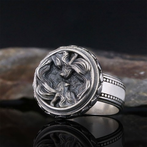 Gemini Zodiac Silver Ring