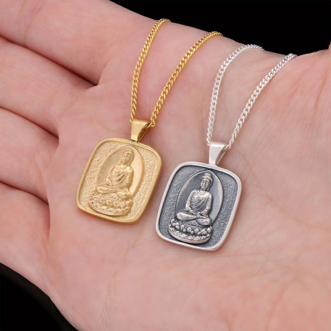 Goddess of Mercy Pendant, Buddha Necklace, Buddha Silver Necklace, Buddhist Gift, Religious Necklace