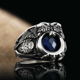 Gokturk Ottoman Ring Crescent Moon & Eagle