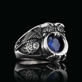 Gokturk Ottoman Ring Crescent Moon & Eagle