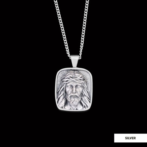 Gold Plated Jesus Jewelry, Jesus Silver Pendant, Men's Religious Gift Christian Necklace, Unisex Jesus Pendant