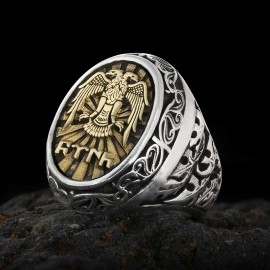 Great Seljuk Empire Eagle Silver Vintage Turkish Men Ring