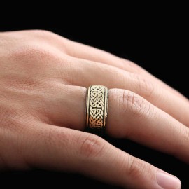 Handcrafted Wicker Pattern Silver Wedding Ring