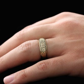 Handcrafted Wicker Pattern Silver Wedding Ring