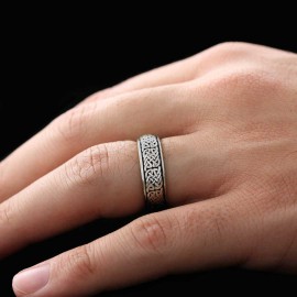 Handcrafted Wicker Pattern Silver Wedding Ring