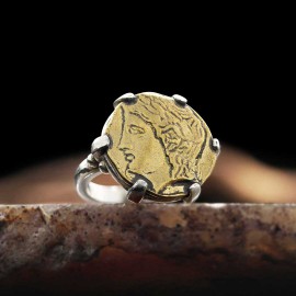 Handmade 925 Sterling Silver Orpheus Coin Women Ring