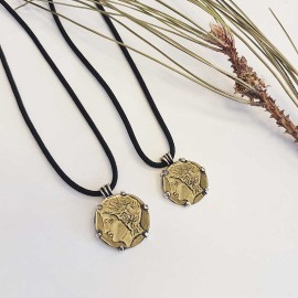 Handmade 925 Sterling Silver Orpheus Women Coin Pendant