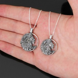 Handmade Leo Pendant, Sterling Silver Leo Necklace, Leo Jewelry, Horoscope Leo Necklace
