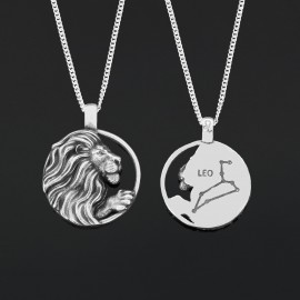 Handmade Leo Pendant, Sterling Silver Leo Necklace, Leo Jewelry, Horoscope Leo Necklace