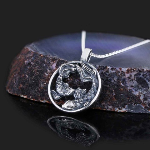 Handmade Pisces Pendant, Sterling Silver Pisces Necklace, Pisces Jewelry, Horoscope Pisces Necklace