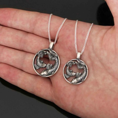 Handmade Pisces Pendant, Sterling Silver Pisces Necklace, Pisces Jewelry, Horoscope Pisces Necklace