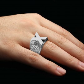 Handmade Silver Celtic Letter X Ring