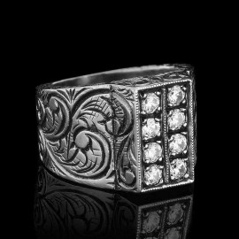Handmade Silver Letter I Ring Bold Alphabet