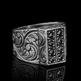 Handmade Silver Letter I Ring Bold Alphabet