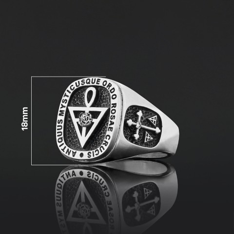 Handmade Silver Special Design Rosae Crucis Mason Ring