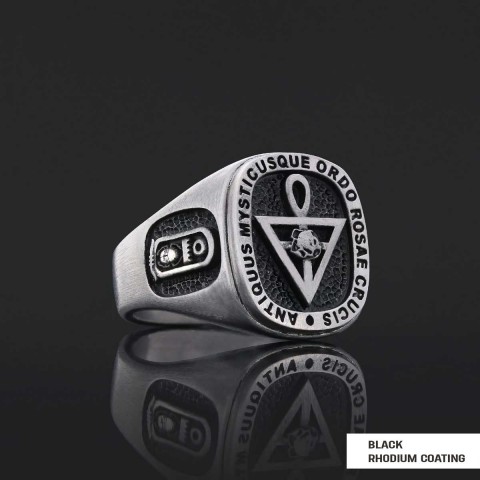 Handmade Silver Special Design Rosae Crucis Mason Ring