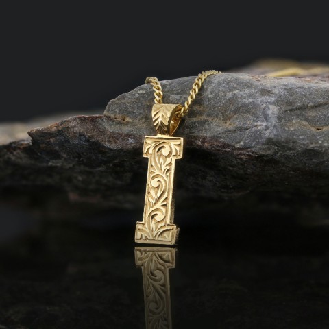 Handmade Special Design 925 Sterling Silver Letter Monogram I Necklace