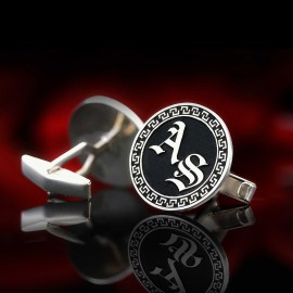 Handmade Special Design Silver Edged With Motifs Round Cufflinks