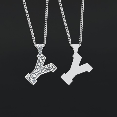 Handmade Special Design Sterling Silver Monogram Y Letter Necklace