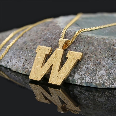 Handmade Sterling Silver Monogram W Letter Necklace