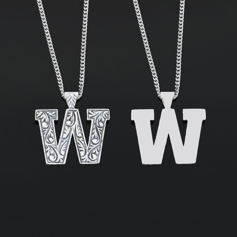 Handmade Sterling Silver Monogram W Letter Necklace
