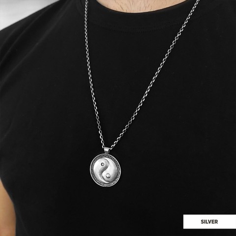 Handmade Sterling Silver Round Yin Yang Pendant