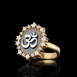 Handmade Stone Oval 925 Sterling Silver Om Buddha Women Ring