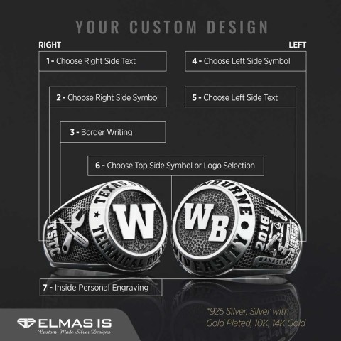 High School Graduate Ring, University Class Ring, Graduation Gift