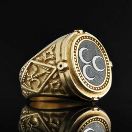 Three Crescent Islamic Ring