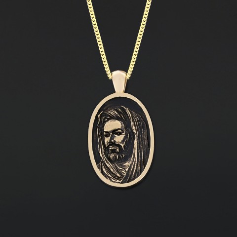 Islamic Oval Pendant, Dhulfiqar Jewelry, Zulfiqar Face Necklace, Zulfiqar Jewelry, Muslim Silver Hazrat Ali Face Necklace