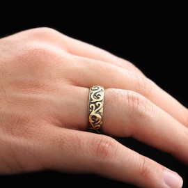 Ivy Pattern Embroidered Special Production Silver Wedding Ring