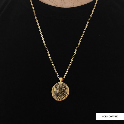 Jesus Christian Pendant, Gold Plated Jesus Necklace, Religious Jewelry, Gift for Her, Gift for Him