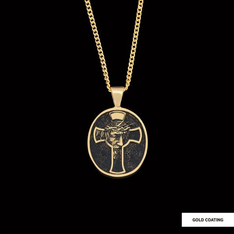 Jesus Cross Necklace, Christ Jesus Silver Necklace, Jesus Men's Gift, Christian Pendant, Gold Plated Cross Pendant Christian Accessory