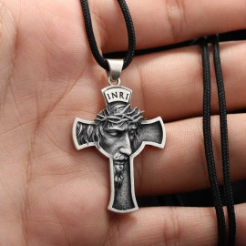 Jesus Cross Sterling Silver Necklace