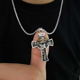 Jesus Cross Sterling Silver Necklace