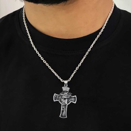 Jesus Cross Sterling Silver Necklace