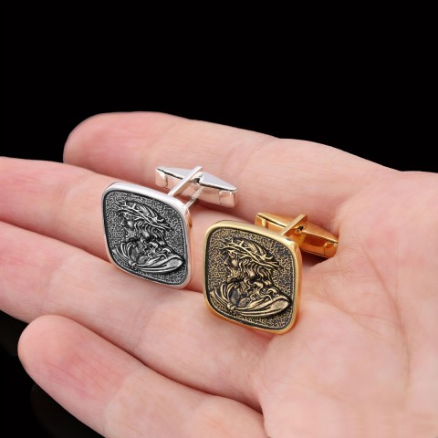 Jesus Cufflinks, Christ Cufflinks, Silver Religious Accessory, Gold Plated Jesus Jewelry, Handmade Christian Cufflinks, Religious Gift