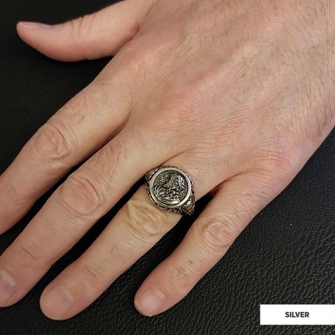 Jesus Motif Ring, Jesus Ring, Silver Religious Ring, Gold Plated Jesus Jewelry, Christian Signet Ring